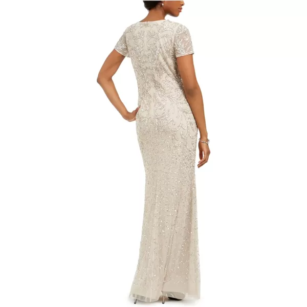 Adrianna Papell Womens Long Beaded DressBiscotti