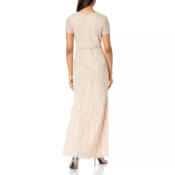 Adrianna Papell Womens Long Beaded DressChampagne Sand