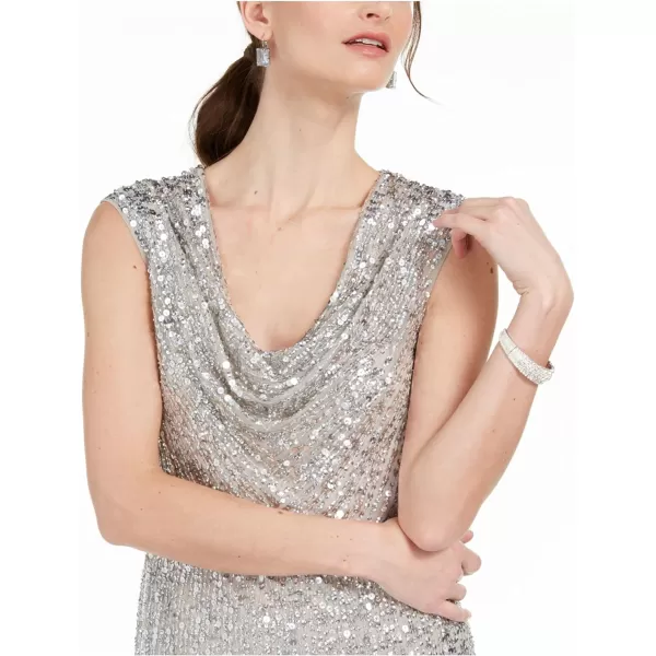 Adrianna Papell Womens Long Beaded DressSilver