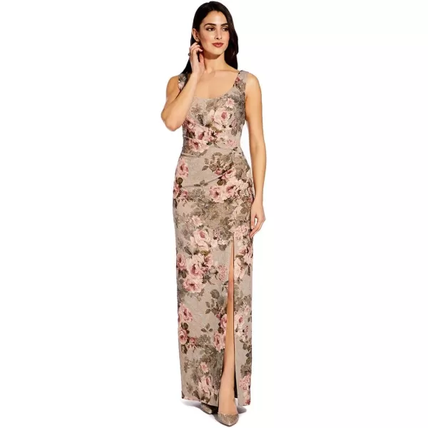 Adrianna Papell Womens Matelasse Long DressSlateBlush Multi