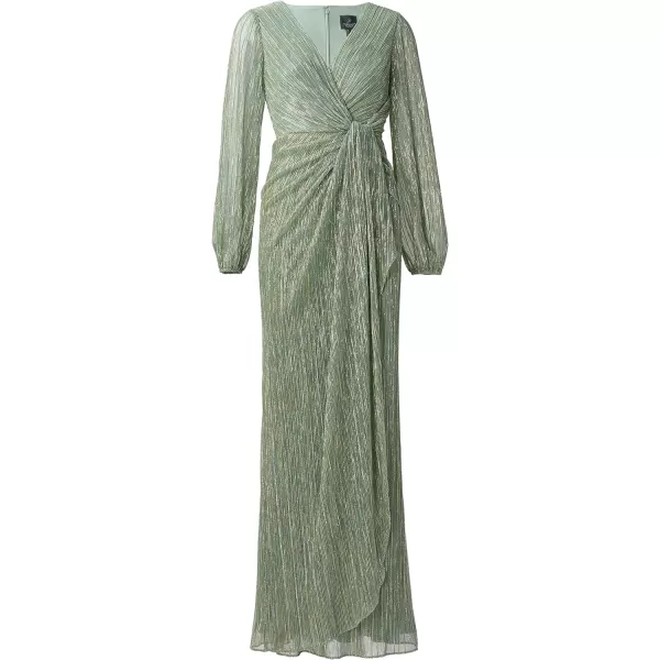 Adrianna Papell Womens Metallic Mesh Draped GownGreen Slate