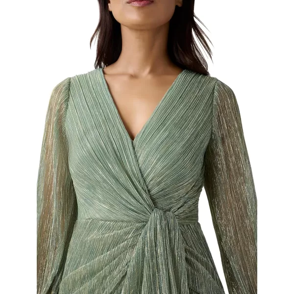 Adrianna Papell Womens Metallic Mesh Draped GownGreen Slate