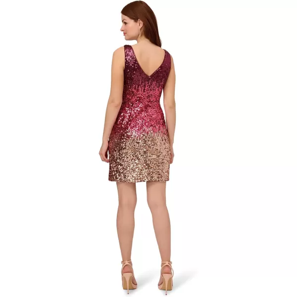 Adrianna Papell Womens Ombre Sequin Sheath DressCassis