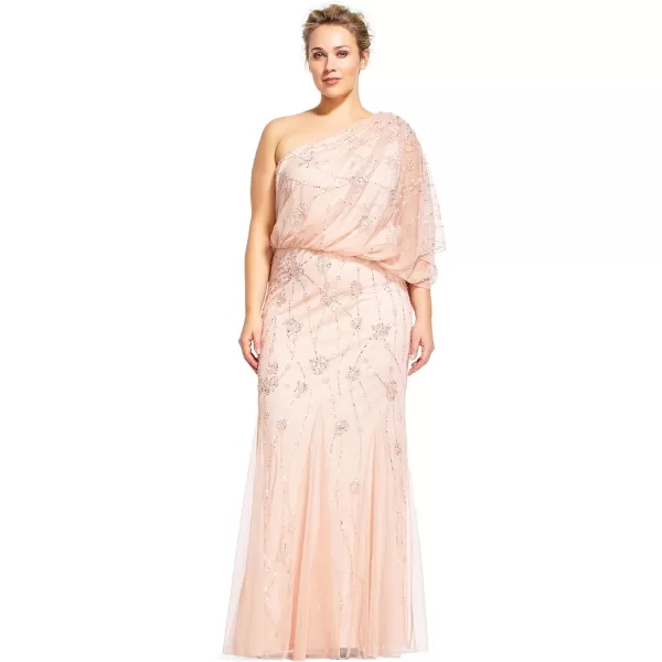 Adrianna Papell Womens One Shoulder Beaded DressBlush