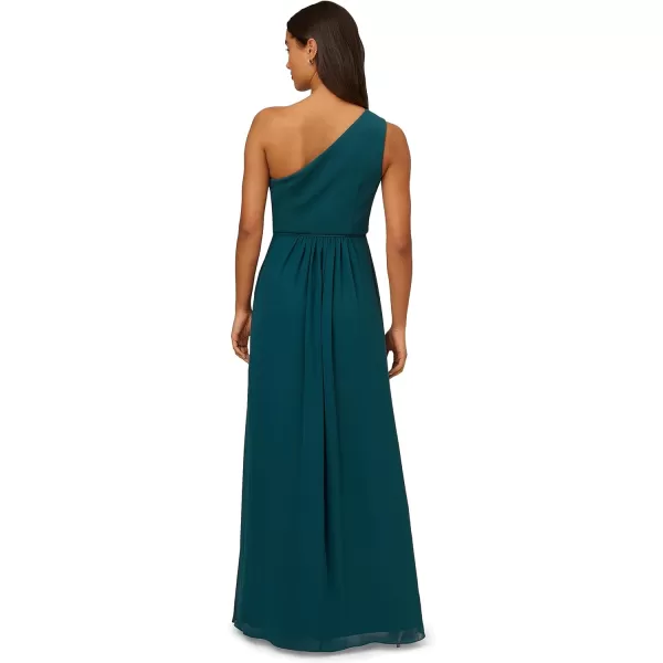 Adrianna Papell Womens One Shoulder Chiffon GownHunter