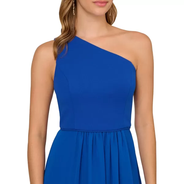 Adrianna Papell Womens One Shoulder Chiffon GownViolet Cobalt