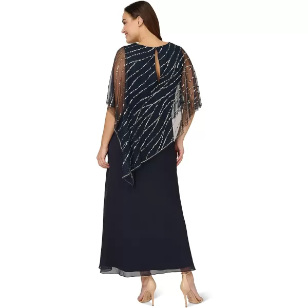 Adrianna Papell Womens Plus Size Beaded Popover Midi DressMidnight