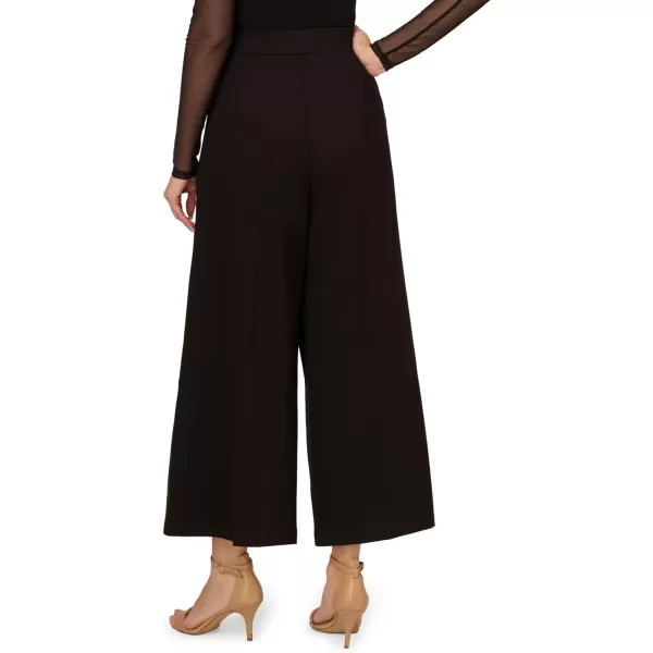 Adrianna Papell Womens Ponte Knit Wide Leg Pull on Pant with WaistbandBlack