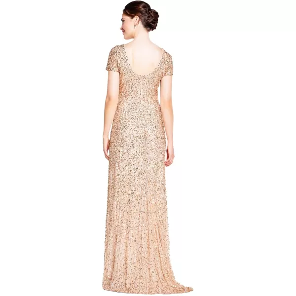 Adrianna Papell Womens Scoop Back AllOver Beaded Gown ChampagneGold 10Adrianna Papell Womens Scoop Back AllOver Beaded Gown ChampagneGold 10