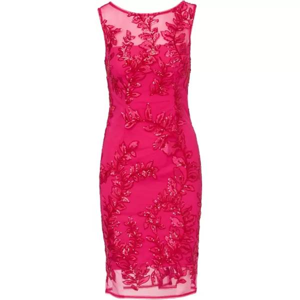 Adrianna Papell Womens Sequin Leaf Sheath DressHot Pink