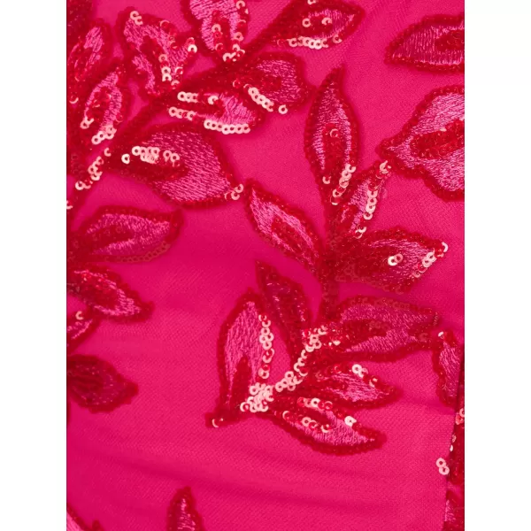 Adrianna Papell Womens Sequin Leaf Sheath DressHot Pink