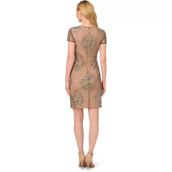 Adrianna Papell Womens Short Beaded DressLeadNude