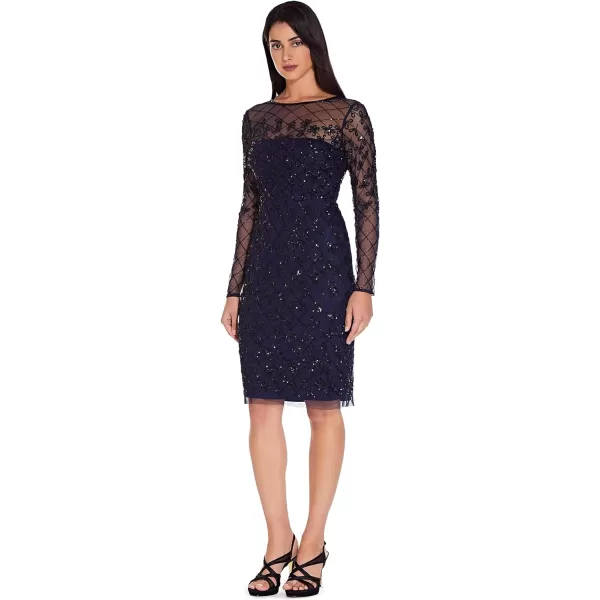 Adrianna Papell Womens Short Beaded DressNavyBlack