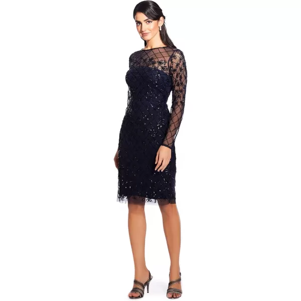 Adrianna Papell Womens Short Beaded DressNavyBlack