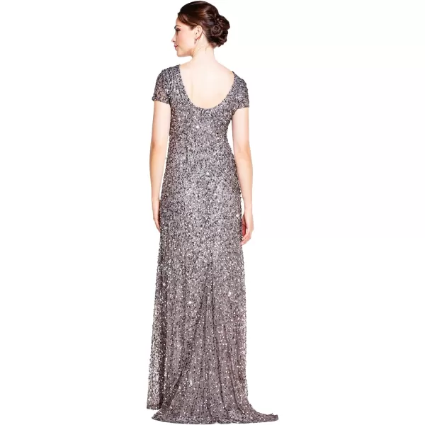 Adrianna Papell Womens Short Sleeve All Over Sequin Gown Lead 10Adrianna Papell Womens Short Sleeve All Over Sequin Gown Lead 10