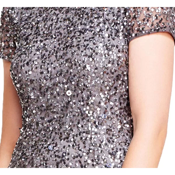 Adrianna Papell Womens Short Sleeve All Over Sequin Gown Lead 10Adrianna Papell Womens Short Sleeve All Over Sequin Gown Lead 10