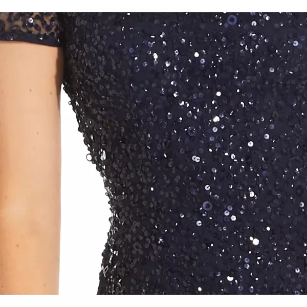 Adrianna Papell Womens Short Sleeve All Over Sequin Gown Navy 14Adrianna Papell Womens Short Sleeve All Over Sequin Gown Navy 14