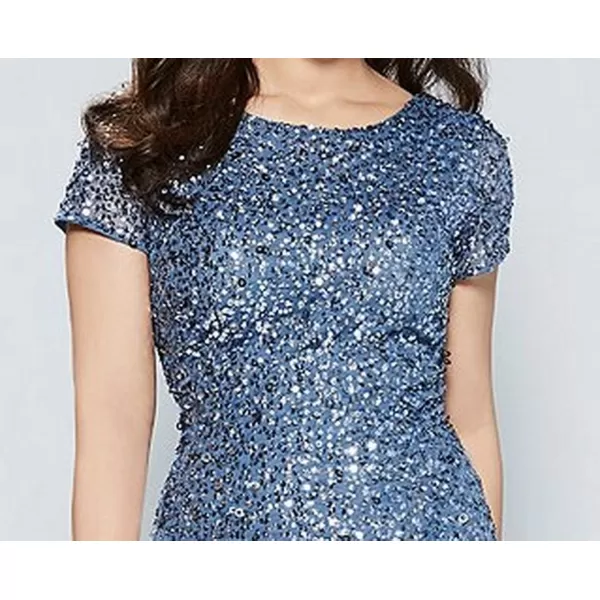 Adrianna Papell Womens ShortSleeve All Over Sequin GownNile