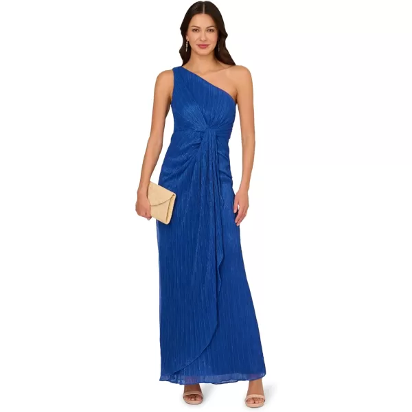 Adrianna Papell Womens Stardust Pleated Draped GownBrilliant Sapphire