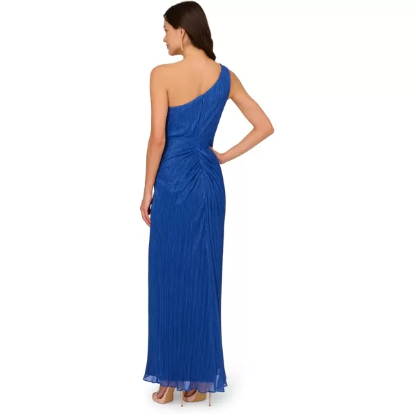 Adrianna Papell Womens Stardust Pleated Draped GownBrilliant Sapphire