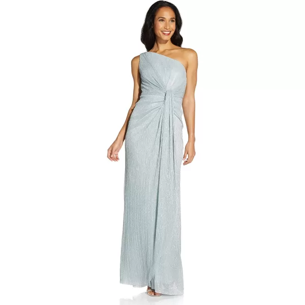 Adrianna Papell Womens Stardust Pleated Draped GownDusty Periwinkle