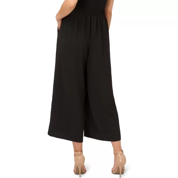 Adrianna Papell Womens Textured Wide Leg Pull on Pant WSlit PocketsBlack