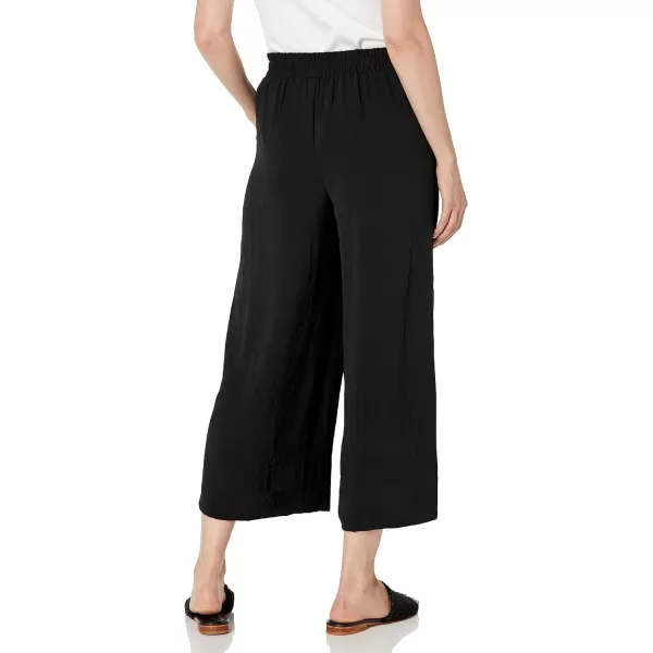 Adrianna Papell Womens Textured Wide Leg Pull on Pant WSlit PocketsBlack