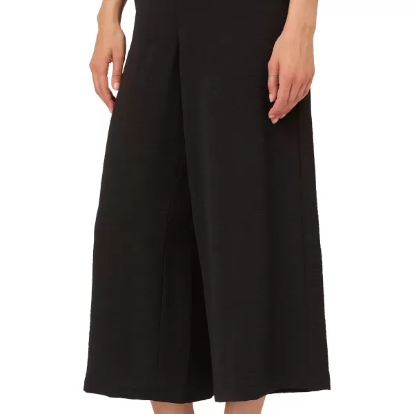 Adrianna Papell Womens Textured Wide Leg Pull on Pant WSlit PocketsBlack