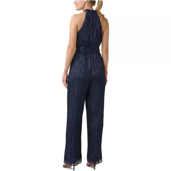 Adrianna Papell womens Metallic Crinkle JumpsuitJumpsuitNavy Night