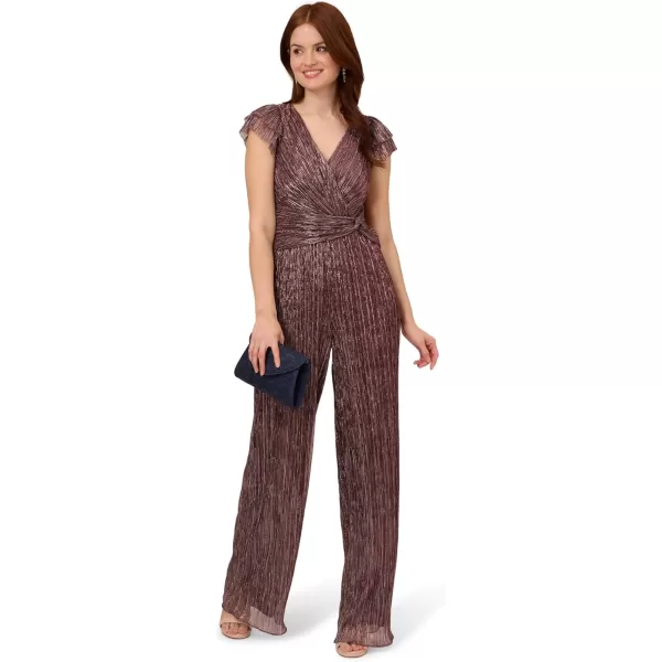 Adrianna Papell womens Metallic Crinkle JumpsuitJumpsuitPlum