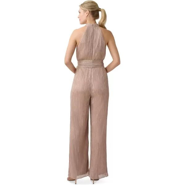 Adrianna Papell womens Metallic Crinkle JumpsuitJumpsuitTaupePink