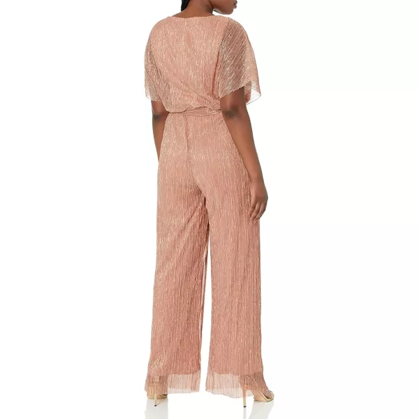 Adrianna Papell womens Metallic Pleat JumpsuitCocktail DressRose Gold