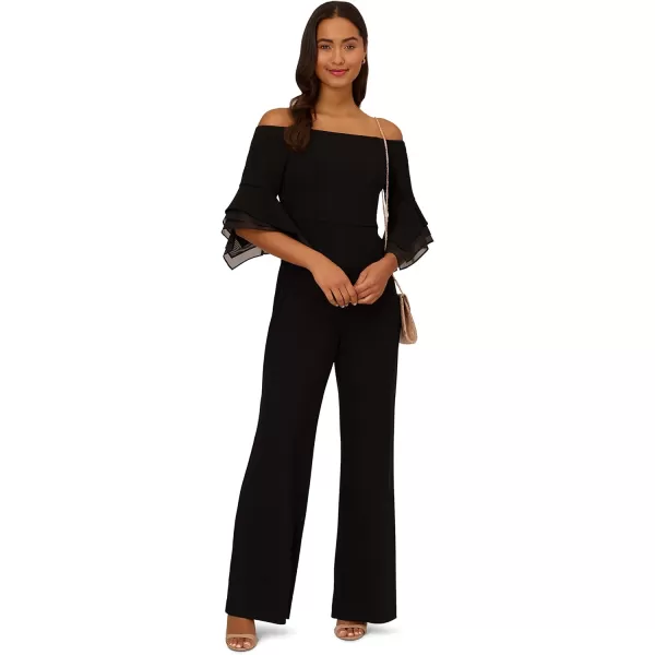 Adrianna Papell womens Organza Crepe JumpsuitJumpsuitBlack