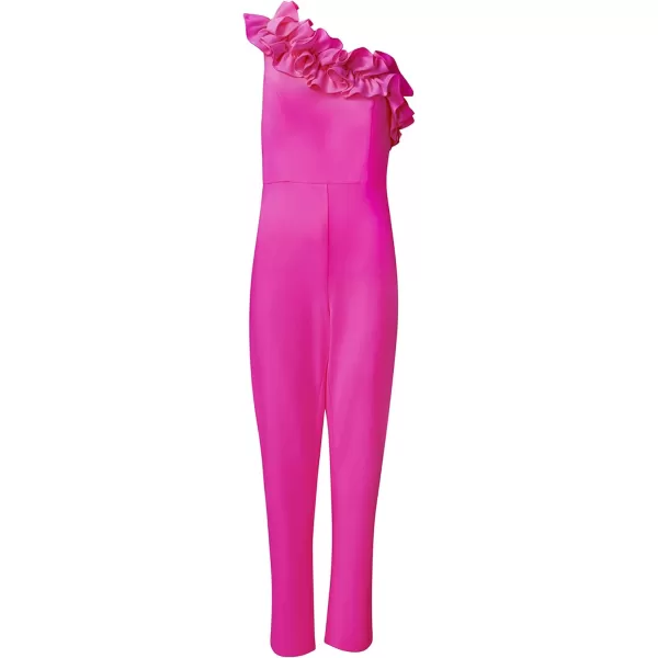 Adrianna Papell womens Ruffle Crepe JumpsuitJumpsuitBrilliant Fuchsia