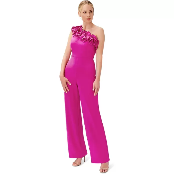 Adrianna Papell womens Ruffle Crepe JumpsuitJumpsuitBrilliant Fuchsia