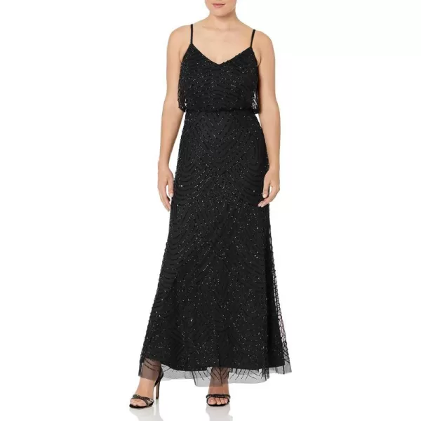 Adrianna Papell Womens Art Deco Beaded Blouson Gown Black 10Adrianna Papell Womens Art Deco Beaded Blouson Gown Black 10