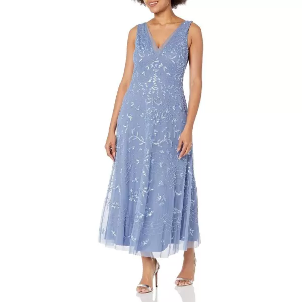 Adrianna Papell Womens Beaded Ankle Length DressBlue