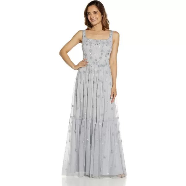 Adrianna Papell Womens Beaded Boho Long DressGlacier