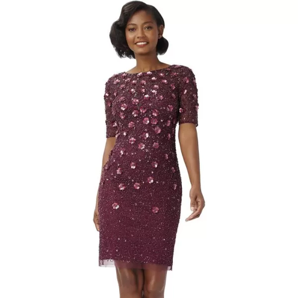 Adrianna Papell Womens Beaded Cocktail DressCassis