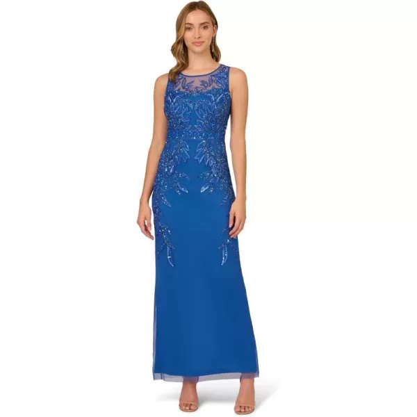 Adrianna Papell Womens Beaded Column GownBlue Horizon