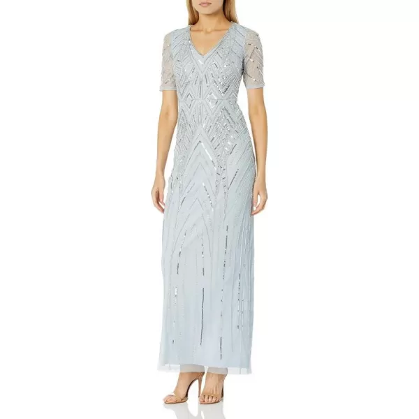 Adrianna Papell Womens Beaded Elbow Sleeve Gown Plus SizeGlacier