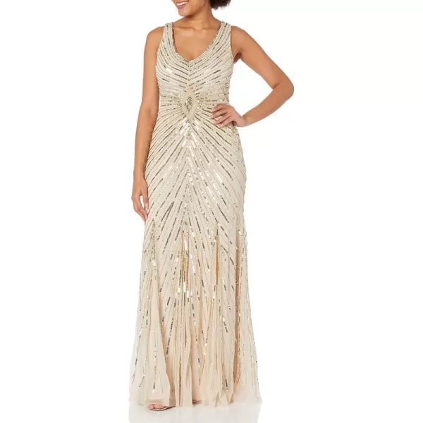 Adrianna Papell Womens Beaded Long DressCashmere