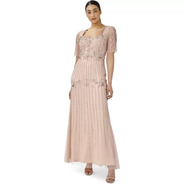 Adrianna Papell Womens Beaded Long DressRose Blush