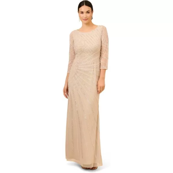 Adrianna Papell Womens Beaded Long GownBiscotti