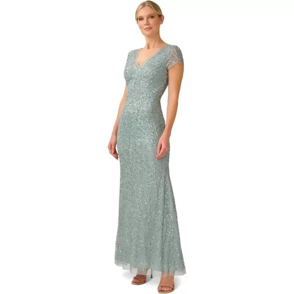 Adrianna Papell Womens Beaded Mermaid GownFrosted Sage