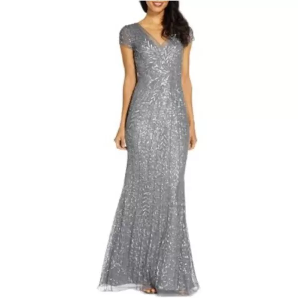 Adrianna Papell Womens Beaded Mermaid GownGrey