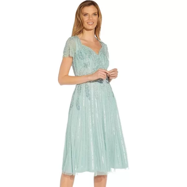 Adrianna Papell Womens Beaded Midi DressAqua Dust