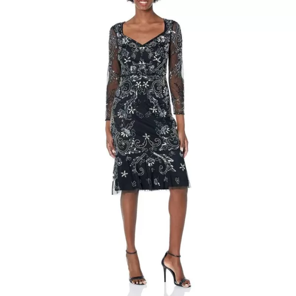 Adrianna Papell Womens Beaded Midi DressBlack Multi