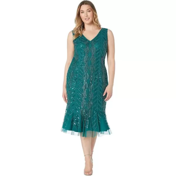 Adrianna Papell Womens Beaded Midi DressDark Jade