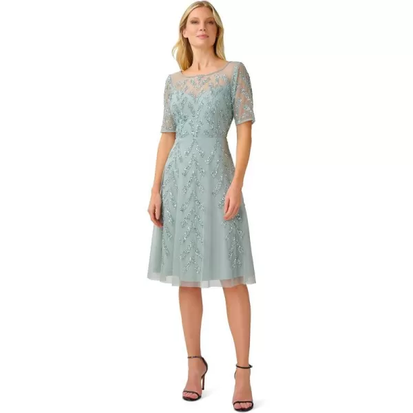 Adrianna Papell Womens Beaded Midi DressFrosted Sage